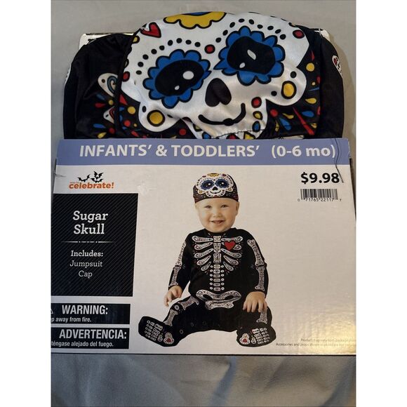 Infant Halloween Costume Sugar Skull 0-6 Months New - Picture 1 of 4
